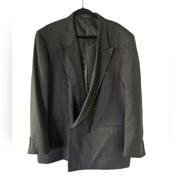 Jones New York Sports Coat 48L Gray Wool 6Button Small Hole In Back Career - Picture 1 of 15